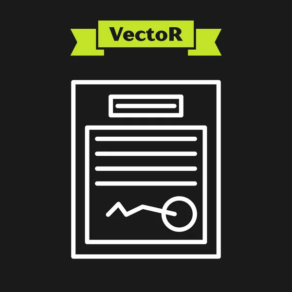 Linha branca Ícone de formulário preenchido isolado no fundo preto. Ícone de arquivo. Ícone da lista de verificação. Conceito de negócio. Ilustração vetorial — Vetor de Stock