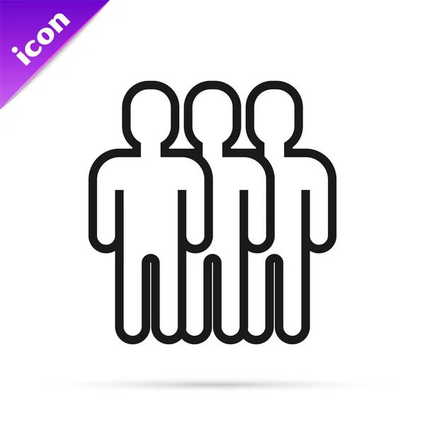 Ligne noire Icône du groupe Utilisateurs isolé sur fond blanc. Icône Groupe de personnes. Symbole avatar d'entreprise - icône de profil des utilisateurs. Illustration vectorielle — Image vectorielle