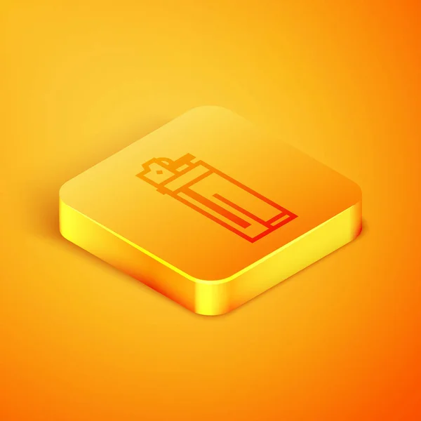 Isometric line Lighter icon isolated on orange background. Orange square button. Vector Illustration — Stock Vector
