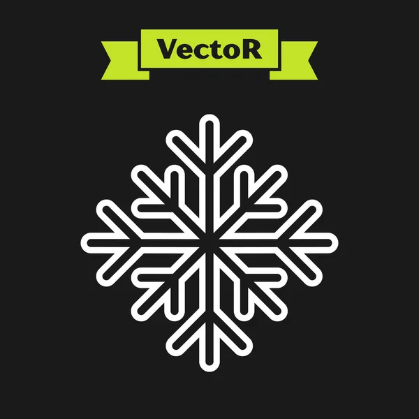 White line Snowflake icon isolated on black background. Vector Illustration — Stock Vector
