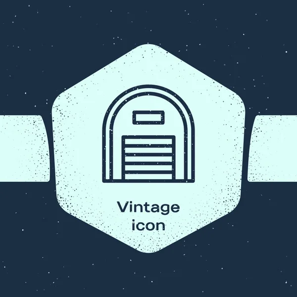Значок Grunge Line Warehouse Выделен Синем Фоне Монохромный Винтажный Рисунок — стоковый вектор