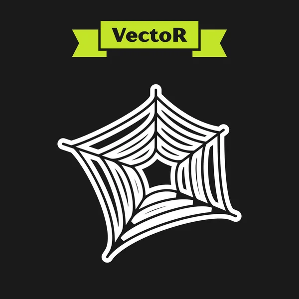 Línea blanca Icono web Spider aislado sobre fondo negro. Signo Cobweb. Feliz fiesta de Halloween. Ilustración vectorial — Vector de stock