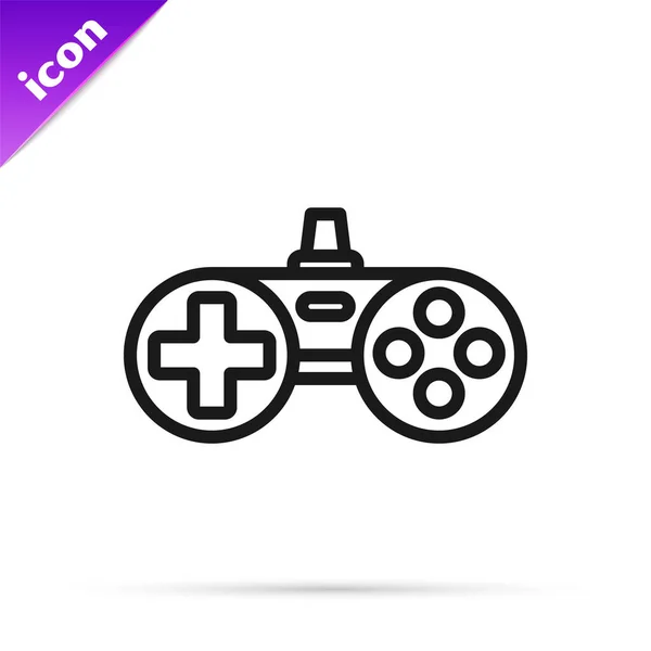 Línea negra Icono de Gamepad aislado sobre fondo blanco. Controlador de juego. Ilustración vectorial — Archivo Imágenes Vectoriales