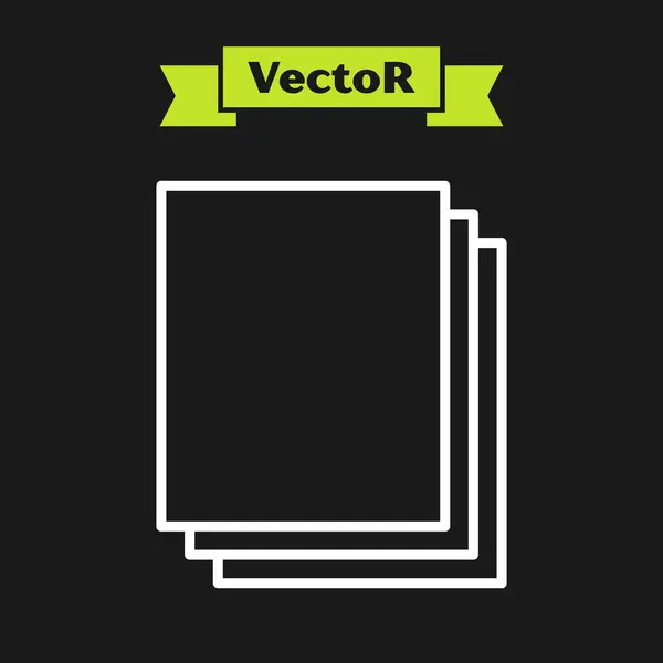 Linha branca Ícone de papel limpo isolado no fundo preto. Ícone de arquivo. Ícone da lista de verificação. Conceito de negócio. Ilustração vetorial — Vetor de Stock