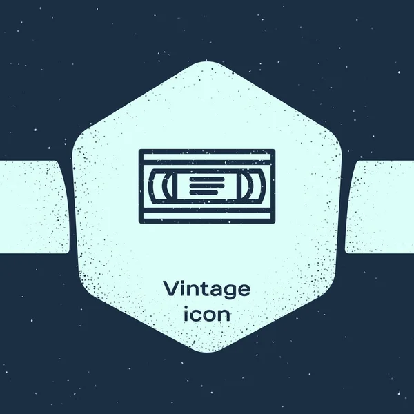 Grunge Line Vhs Video Cassette Tape Icon Isolated Blue Background — Archivo Imágenes Vectoriales