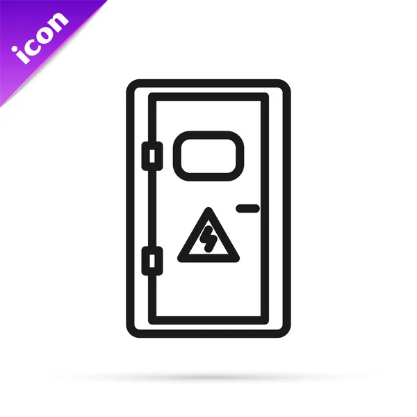 Black line Electrical cabinet icon isolated on white background. Vector Illustration — Stock Vector