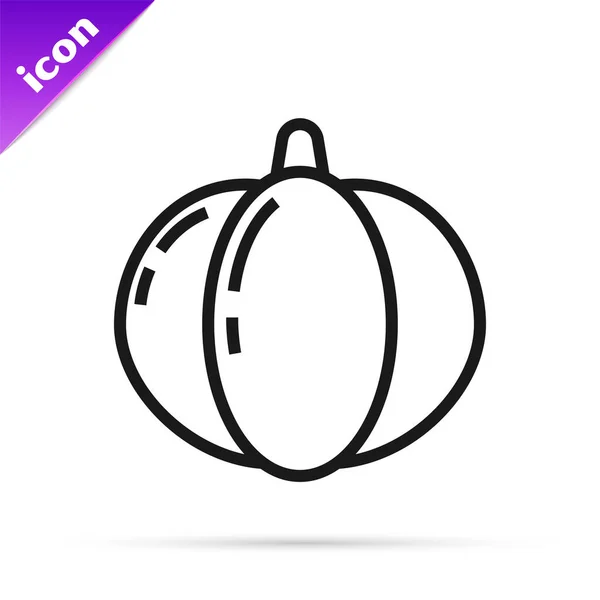 Schwarze Linie Kürbissymbol isoliert auf weißem Hintergrund. fröhliche Halloween-Party. Vektorillustration — Stockvektor