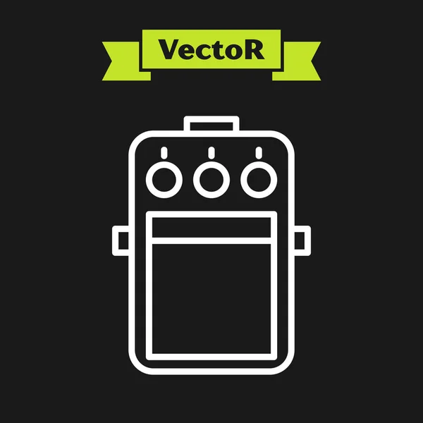 White Line Guitar Pedal Icon isoliert auf schwarzem Hintergrund. Musikinstrumente. Vektorillustration — Stockvektor