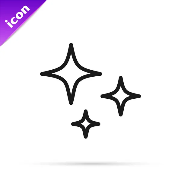 Línea negra Icono de estrella cayendo aislado sobre fondo blanco. Estrella fugaz con rastro estelar. Meteoroide, meteorito, cometa, asteroide, estrella icono. Ilustración vectorial — Vector de stock