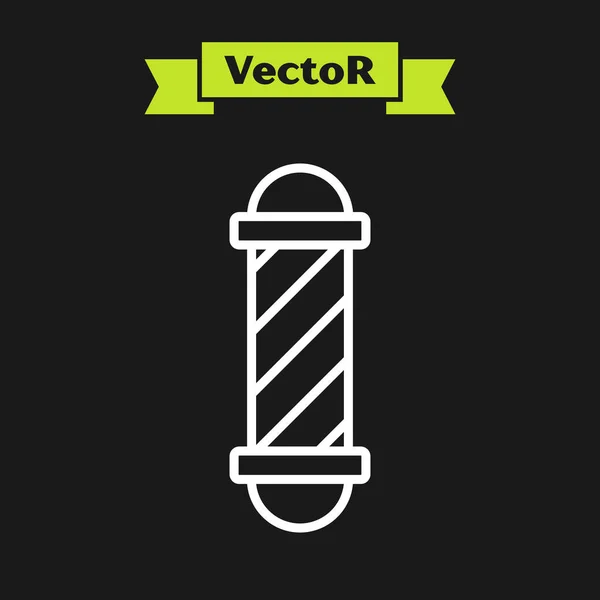 Weiße Linie klassische Friseurgeschäft Pole Symbol isoliert auf schwarzem Hintergrund. Friseursalon Stangensymbol. Vektorillustration — Stockvektor