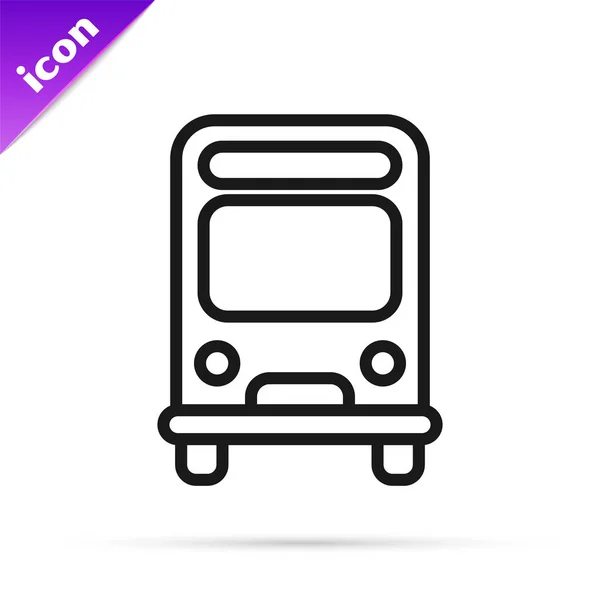 Ikon Bus jalur hitam diisolasi pada latar belakang putih. Konsep transportasi. Bus wisata tanda transportasi. Turisme atau simbol kendaraan umum. Ilustrasi Vektor - Stok Vektor