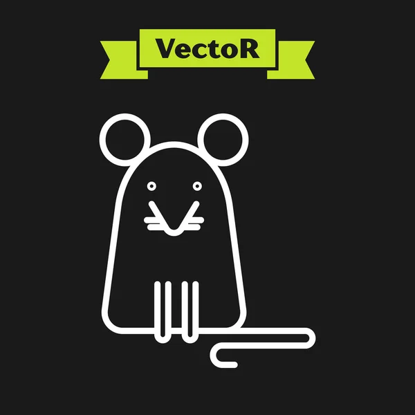 Weiße Linie Ratte Symbol isoliert auf schwarzem Hintergrund. Mauszeichen. Vektorillustration — Stockvektor