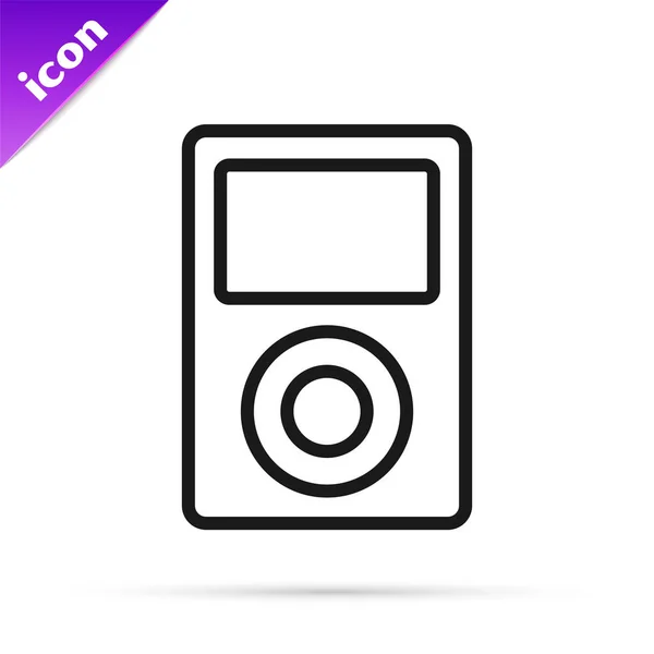 Black line Music player icon isolated on white background. Portable music device. Vector Illustration — Stock Vector