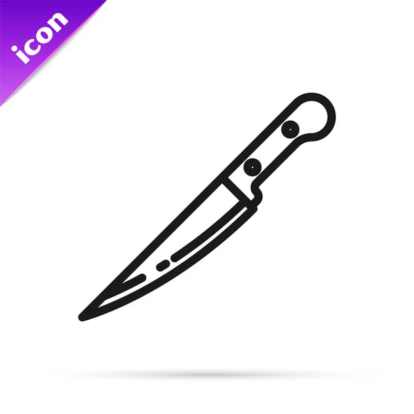 Fekete vonal kés ikon elszigetelt fehér háttérrel. Evőeszköz szimbólum. Vektorillusztráció — Stock Vector
