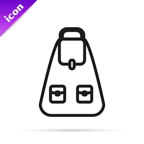 Icono de la mochila Black line School aislado sobre fondo blanco. Ilustración vectorial — Vector de stock