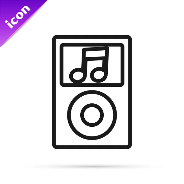 Black line Music player icon isolated on white background. Portable music device. Vector Illustration — Stock Vector