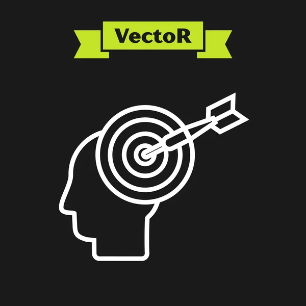 Linea bianca Icona del concetto di caccia testa isolata su sfondo nero. Obiettivo aziendale o segno Occupazione. Risorse umane e reclutamento per le imprese. Illustrazione vettoriale — Vettoriale Stock