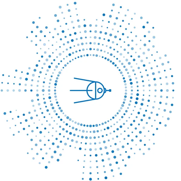 Modrá Čára Satelitní Ikona Izolované Bílém Pozadí Abstraktní Kruh Náhodných — Stockový vektor