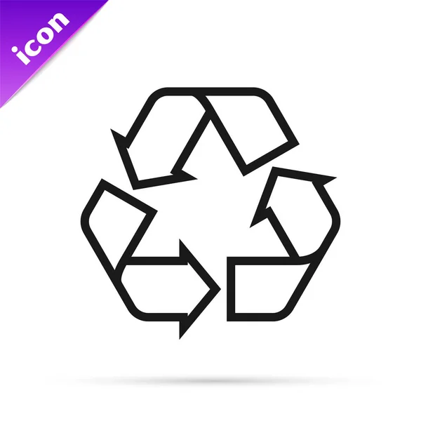 Black line Recycle symbol icon isolated on white background. Circular arrow icon. Environment recyclable go green. Vector Illustration — Stock Vector