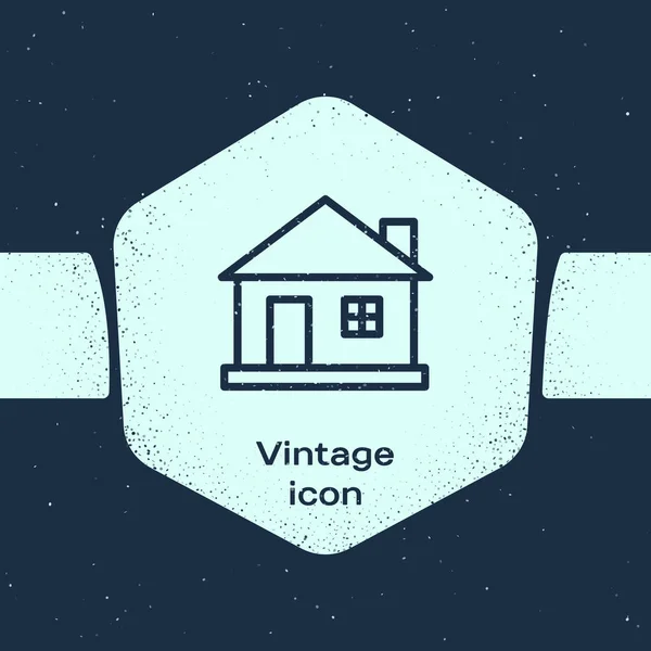 Значок Grunge Line House Выделен Синем Фоне Домашний Символ Монохромный — стоковый вектор