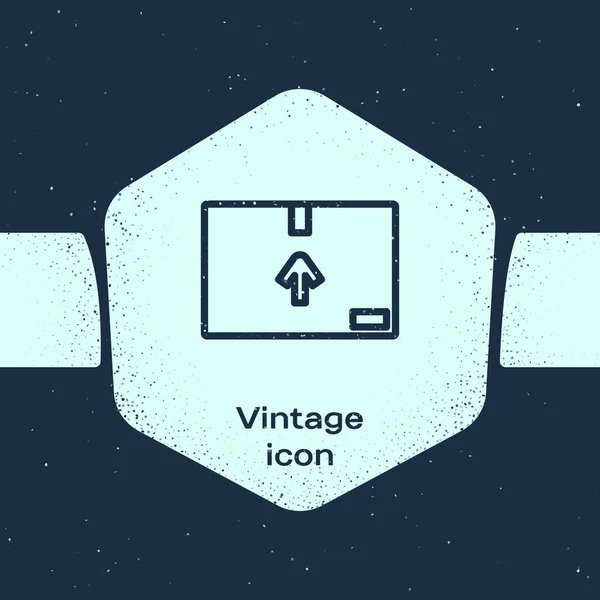 Grunge Line Caja Cartón Con Icono Símbolo Tráfico Aislado Sobre — Archivo Imágenes Vectoriales