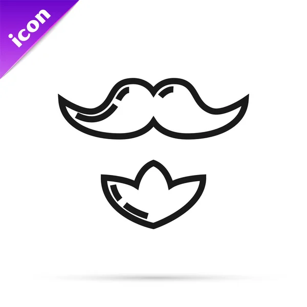Ligne noire Moustache et icône de la barbe isolé sur fond blanc. Symbole du coiffeur. Coiffure faciale. Illustration vectorielle — Image vectorielle