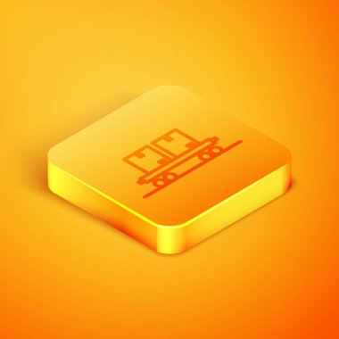 Isome hattı vagon ikonu turuncu arka planda izole edildi. Turuncu kare düğme. Vektör İllüstrasyonu