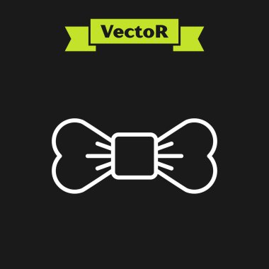 Beyaz çizgi papyon simgesi siyah arkaplanda izole edildi. Vektör İllüstrasyonu