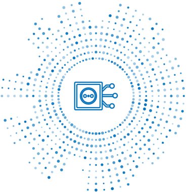 Mavi çizgi Akıllı ev simgesi beyaz arka planda yalıtılmış. Uzaktan kumanda. Soyut daire rasgele nokta. Vektör İllüstrasyonu