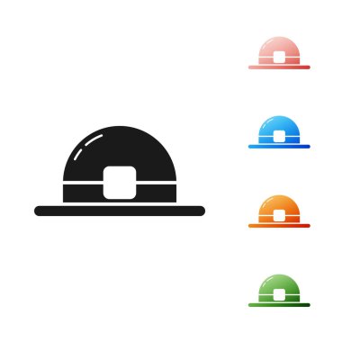 Siyah leprikon şapka simgesi beyaz arkaplanda izole edildi. Aziz Patrick gününüz kutlu olsun. Simgeleri renklendirin. Vektör İllüstrasyonu