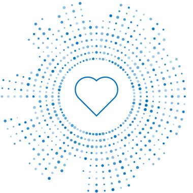 Mavi çizgi. Beyaz arkaplanda kalp sembolü simgesi olan kart oynanıyor. Kumarhane kumarı. Soyut çember rastgele noktalar. Vektör İllüstrasyonu