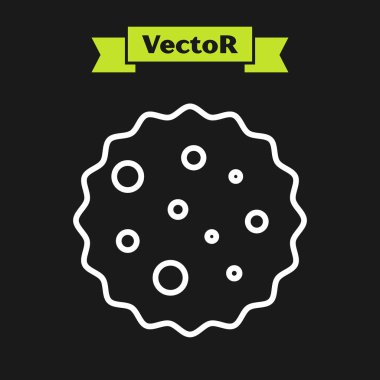 Beyaz çizgili kurabiye ya da siyah arka planda çikolata ikonlu bisküvi. Vektör İllüstrasyonu