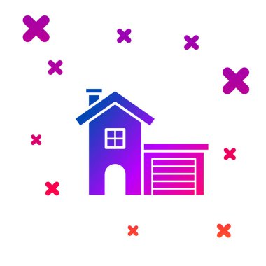 Renk Evi simgesi beyaz arkaplanda izole edildi. Ev sembolü. Kademeli rastgele dinamik şekiller. Vektör İllüstrasyonu