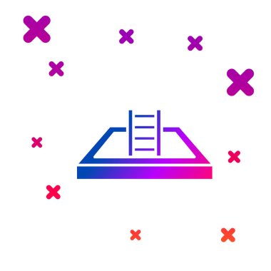 Beyaz arka planda izole edilmiş merdiven ikonu olan renkli yüzme havuzu. Kademeli rastgele dinamik şekiller. Vektör İllüstrasyonu