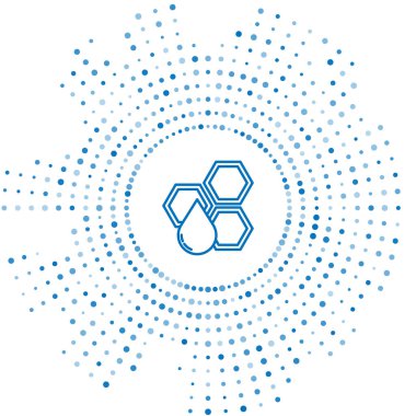 Mavi çizgi Petek simgesi beyaz arka plan üzerinde izole. Bal hücreleri sembolü. Tatlı doğal yemekler. Soyut daire rasgele nokta. Vektör İllüstrasyonu