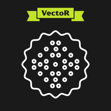 Beyaz çizgi Cracker bisküvi simgesi siyah arkaplanda izole edildi. Tatlı kurabiye. Vektör İllüstrasyonu