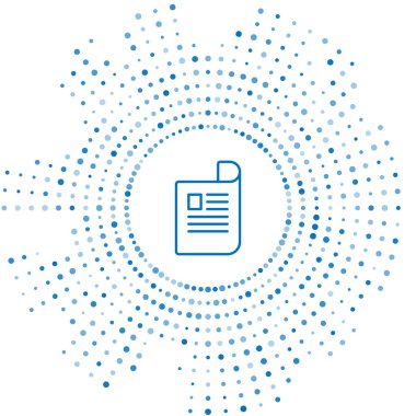 Beyaz arka planda yalıtılmış Mavi çizgi Belge simgesi. Dosya simgesi. Denetim listesi simgesi. İş konsepti. Soyut daire rasgele nokta. Vektör İllüstrasyonu