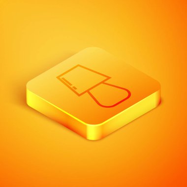 Isome hattı masa lambası simgesi turuncu arkaplanda izole edildi. Turuncu kare düğme. Vektör İllüstrasyonu