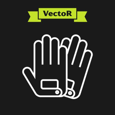 Siyah arkaplanda beyaz çizgi eldivenleri simgesi izole edildi. Olağanüstü bir spor. Spor malzemeleri. Vektör İllüstrasyonu