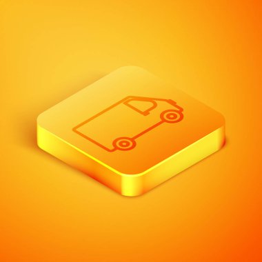 Isome hattı kargo aracı ikonu turuncu arka planda izole edildi. Turuncu kare düğme. Vektör İllüstrasyonu