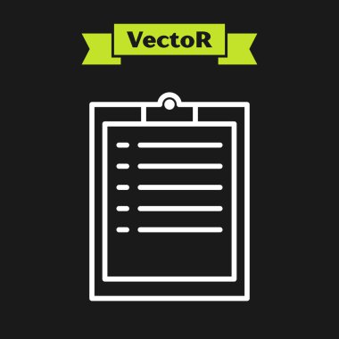 Siyah arkaplanda kontrol listesi simgesi olan beyaz çizgi panosu. Vektör İllüstrasyonu