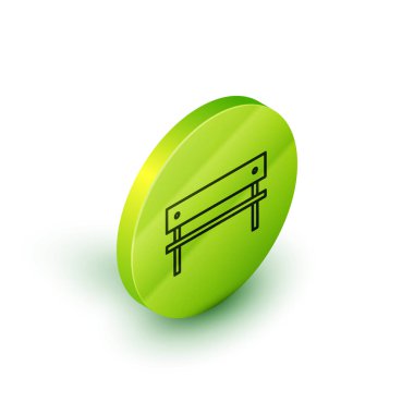 Bench simgesi beyaz arkaplanda izole edilmiş. Yeşil daire düğmesi. Vektör İllüstrasyonu