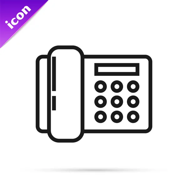 Black line Telephone icon isolated on white background. Landline phone. Vector Illustration — Stock Vector