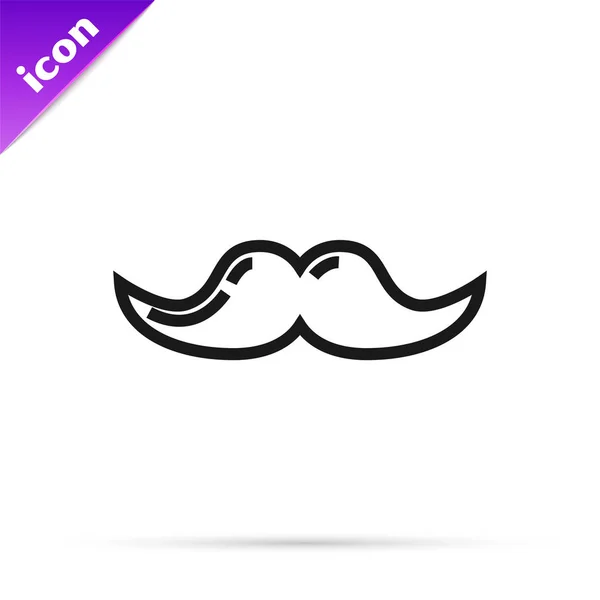 Black line Mustache icon isolated on white background. Barbershop symbol. Facial hair style. Vector Illustration — Stock Vector