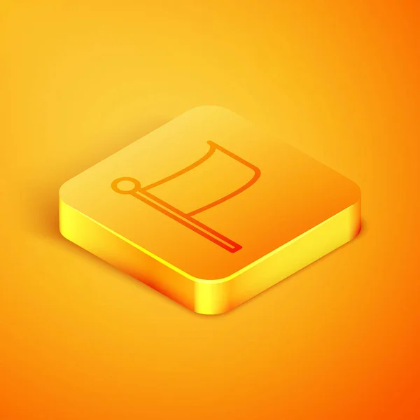 Isometric line Flag icon isolated on orange background. Location marker symbol. Orange square button. Vector Illustration — Stock Vector