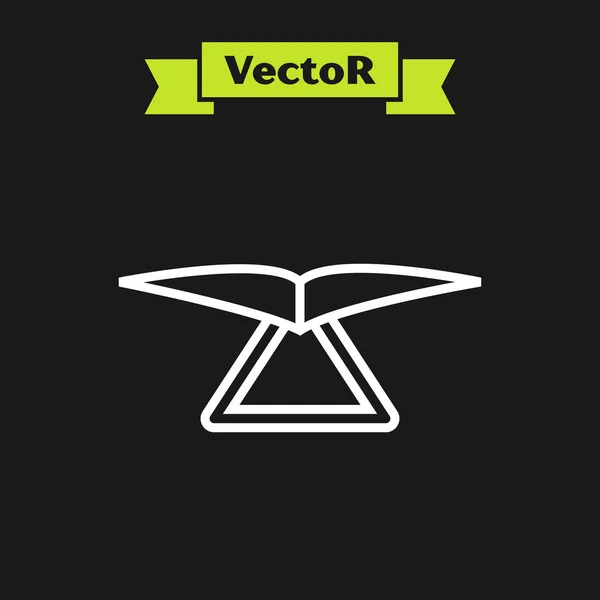 Weiße Linie Drachenflieger Symbol isoliert auf schwarzem Hintergrund. Extremsport. Vektorillustration — Stockvektor