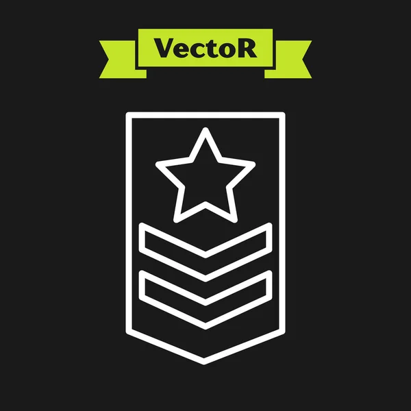 Weiße Linie Chevron Symbol isoliert auf schwarzem Hintergrund. Militärabzeichen. Vektorillustration — Stockvektor