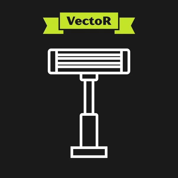 Linha branca Ícone aquecedor elétrico isolado no fundo preto. Aquecedor de piso infravermelho com controle remoto. Controle do clima da casa. Ilustração vetorial — Vetor de Stock