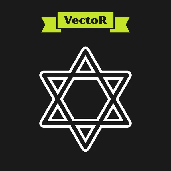 Иконка "Звезда Давида" выделена на черном фоне. Еврейский символ религии. Символ Израиля. Векторная миграция — стоковый вектор
