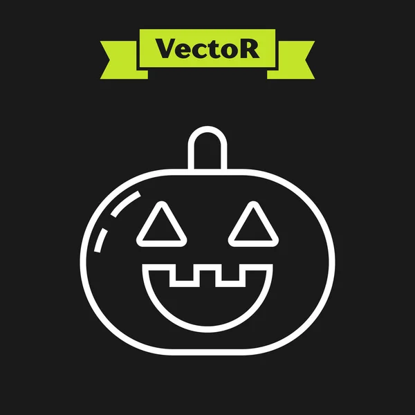 Línea blanca Icono de calabaza aislado sobre fondo negro. Feliz fiesta de Halloween. Ilustración vectorial — Vector de stock